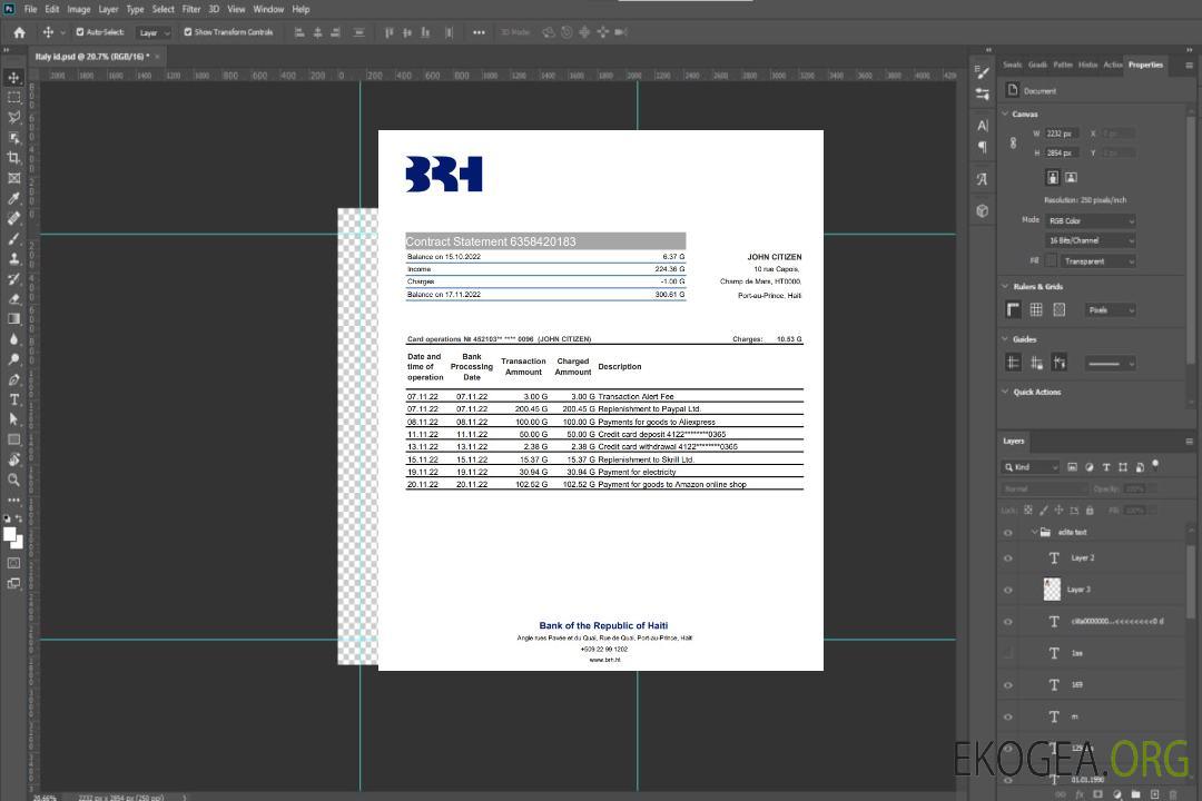 Relevé bancaire Haïti BRH xls template